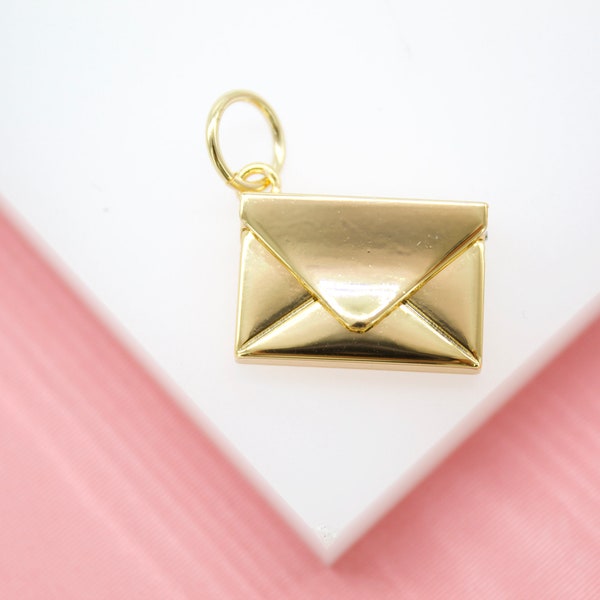 18K Gold Filled Envelope Locket Pendant Charm For Bracelet Necklace Wholesale Pendants and Charms Jewelry Making Craft Supplies (A145)