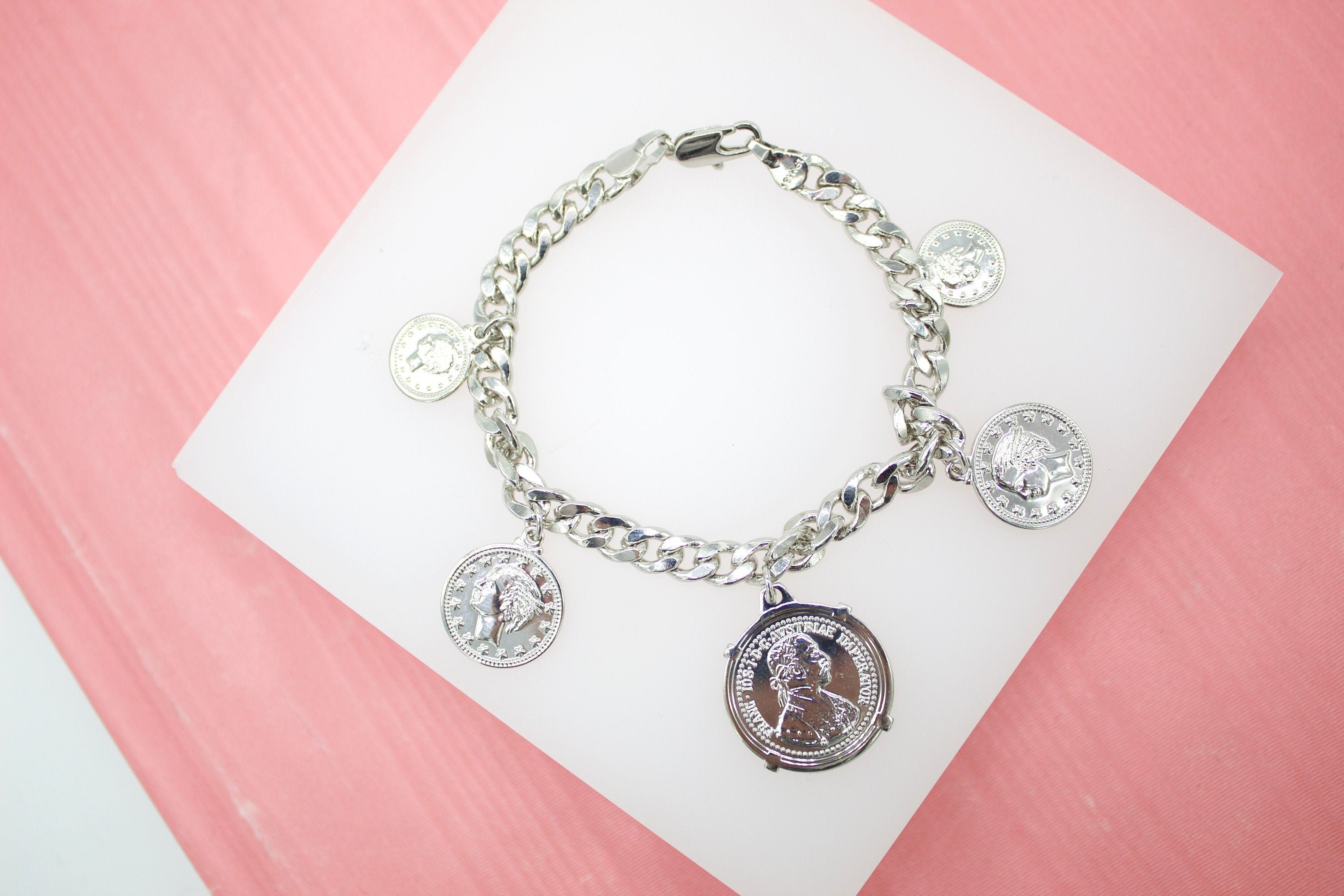 Cuban Link 5mm Chain Bracelet With Coin 