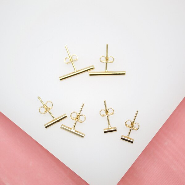 18K Gold Filled Bar Stud Earrings For Wholesale Jewelry Supplies & Earring Findings (L44A)(L50-51)