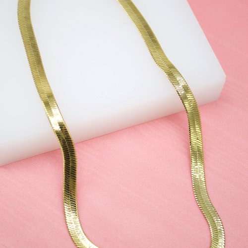 18K Gold Filled 4mm Herringbone Snake Chain for Wholesale Etsy
