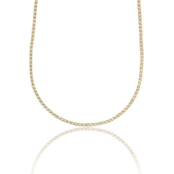 18k Gold Filled 2mm Tennis Necklace Choker With Round Clear Cubic Zirconia Stones For Wholesale Jewelry And Findings (F210)