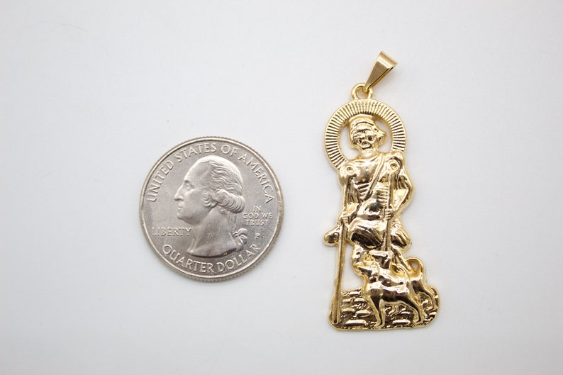 18K Gold Filled Saint San Lazaro Pendant For Catholic Religious Jewelry Making Supplies