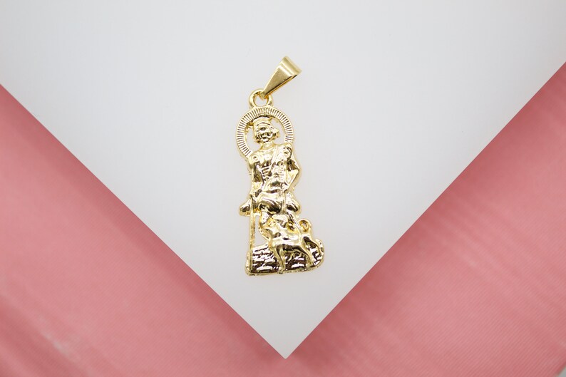 18K Gold Filled Saint San Lazaro Pendant For Catholic Religious Jewelry Making Supplies
