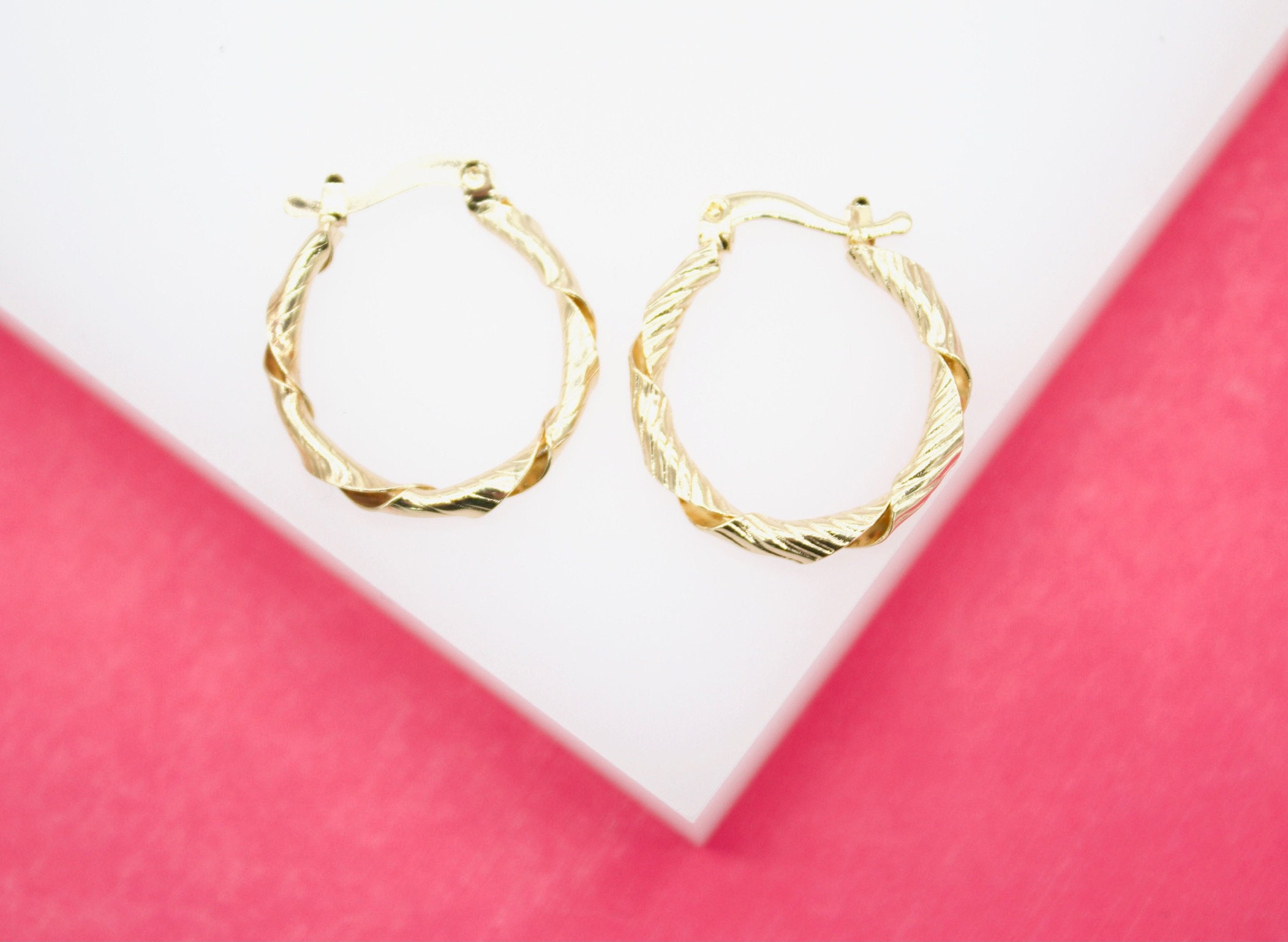 18k Gold Filled Hoop Earrings, Plain Lever-back Findings Jewelry Making