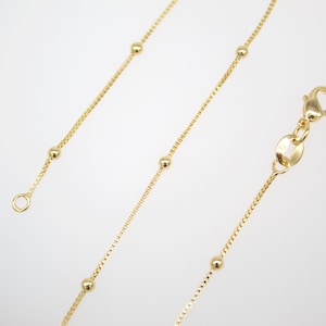 18K Gold Filled Box Chain With Gold Beads For Wholesale Necklace Dainty Jewelry Making Supplies (F113)