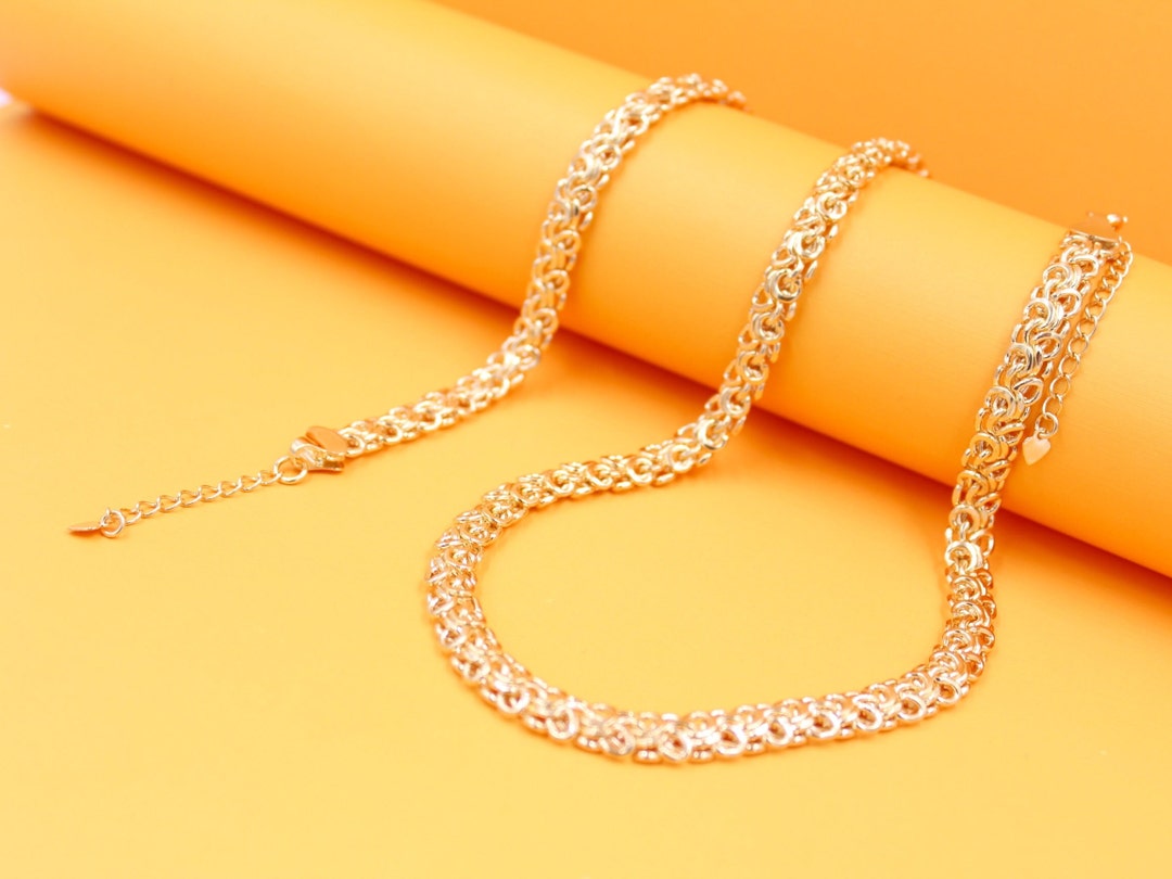 Collar de cadena de eslabones chinos gruesos rellenos de oro de 18K /  Collar de cadena de eslabones gruesos / Collar de cadena chino grande /  Joyería