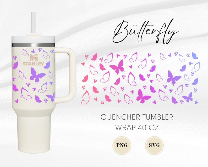 Butterfly • Stanley 40oz Quencher Tumbler Warp Template SVG and PNG ...