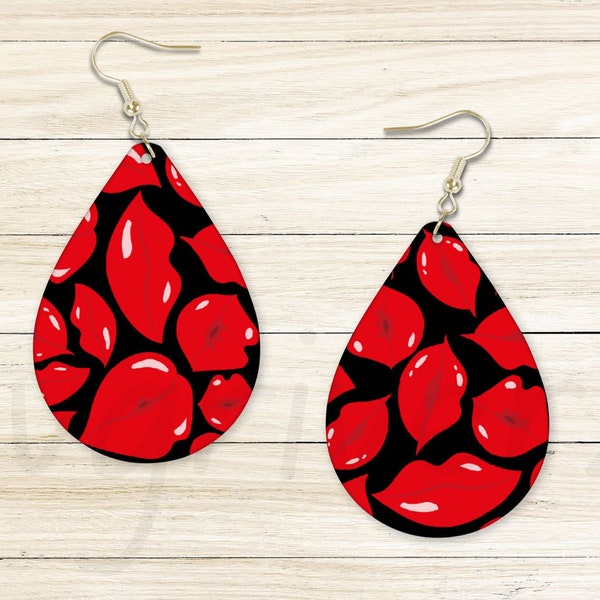 Red lip Earring PNG - Cute, Unique and Weird Earring Design - Digital Download file.