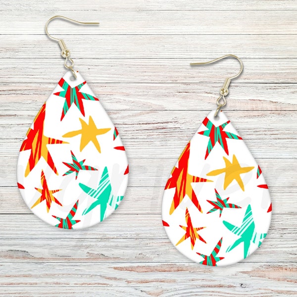 abstract multi colos Teardrop Earring PNG - Cute, Unique and Weird Earring Design - Digital Download file.
