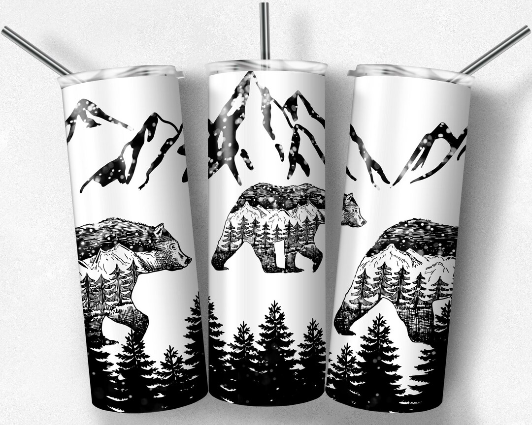 20oz & 30oz Skinny Sublimation Tumbler Design Template With Polar Bear ...