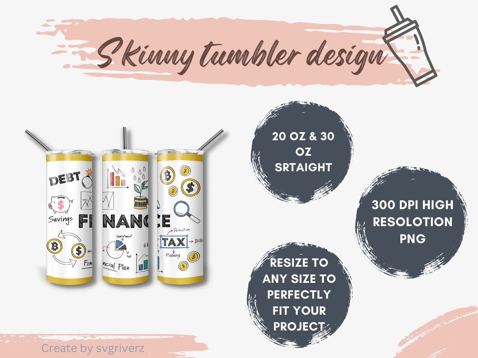 Finance, Accounting 20oz & 30oz Skinny Sublimation Tumbler Straight