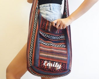 Personalized Embroidered Cotton Crossbody Bag: Bohemian Travel Tote