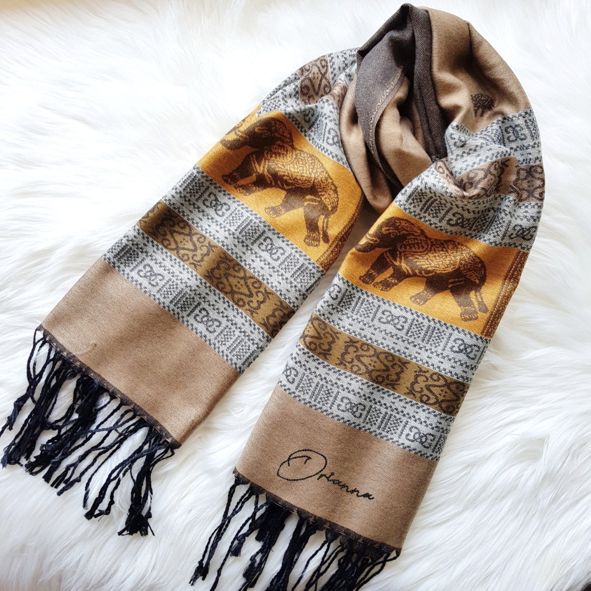 Bellissima Sciarpa A Fantasia In Stile Cashmere - Foto 7