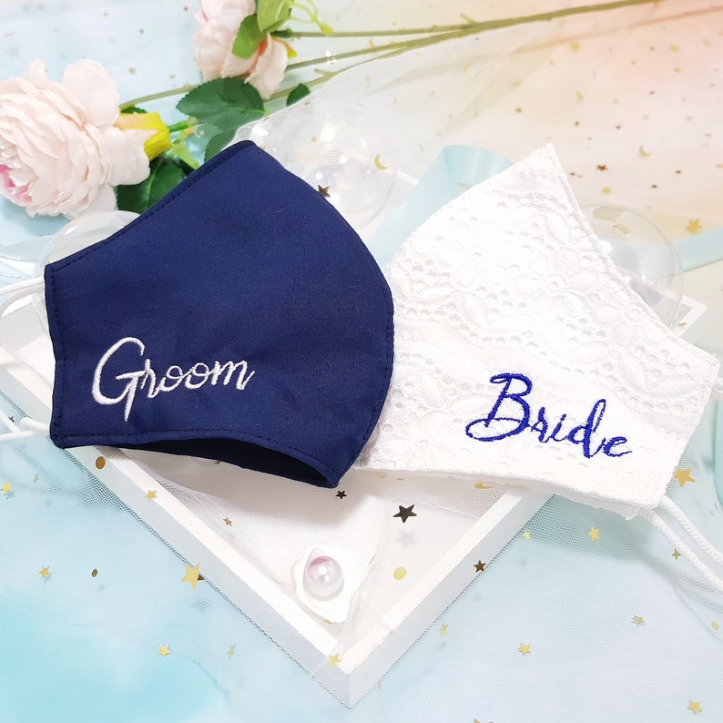 groom navy mask groom mask blue personalize wedding mask image 1