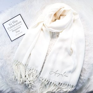 Personalized Shawl Pashmina with Signature embroidery , you can customize name or wording.