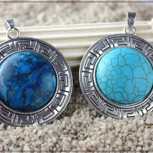 Silver pendants and colored cabochons &quot;Ancient Greece&quot; - Cord offered