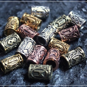 Viking Futhark Runes Hair and Beard Beads