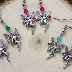 Silver drop earrings "Fairy pearls and rhinestones"
