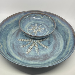 Pottery Chip And Dip/ Two piece Ceramic Chip And Dip/ Hand Thrown Chip And Dip/ Stoneware Chip And Dip