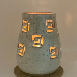 Pottery Candle Lantern/Wheel Thrown Ceramic Lantern/ Stoneware Two Piece Lantern