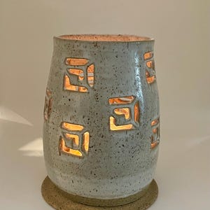 Pottery Candle Lantern/Wheel Thrown Ceramic Lantern/ Stoneware Two Piece Lantern