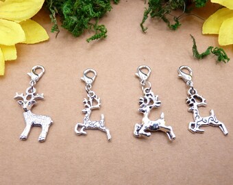 Hirsch, Rentier, silbern, Hirsch, Rotwild, Hirschart, Anhänger mit Karabiner, Rentier, Skandinavien,