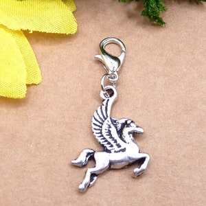 Pegasus, silver, pendant with carabiner, winged horse, mythology, child of Poseidon and Medusa image 2