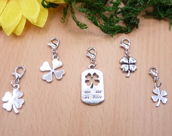 Clover, shamrock, shamrock with "you are my only", pendant with carabiner, message, luck, lucky charm, magic, ritual