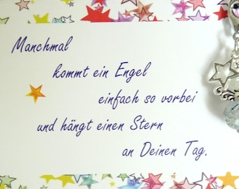Angel, mini beaded angel, glass beads, incl. gift card, guardian angel, angel star, carabiner, symbol, guardian angel, companion, handmade