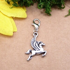 Pegasus, silver, pendant with carabiner, winged horse, mythology, child of Poseidon and Medusa image 4