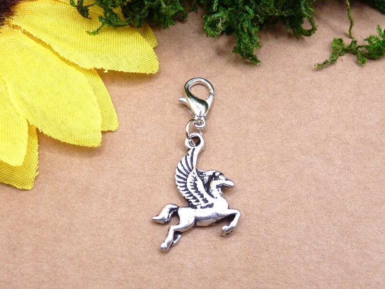 Pegasus, silver, pendant with carabiner, winged horse, mythology, child of Poseidon and Medusa image 4