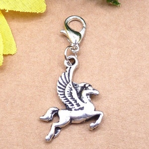 Pegasus, silver, pendant with carabiner, winged horse, mythology, child of Poseidon and Medusa image 1