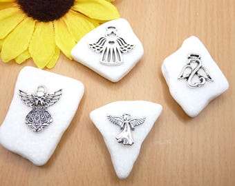 Angel, guardian angel, lucky angel, creative stone, stone decoration, natural stone decoration, silver, lucky charm, protection, comfort, support