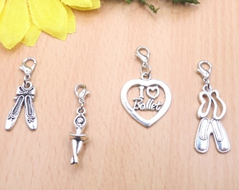 Tanz, Ballettschuhe Spitzenschuhe, Ballerinas Ballett, I love Ballet, Ich liebe Ballett, Anhänger Karabiner, Tänzerin, Balletttänzerin,Sport