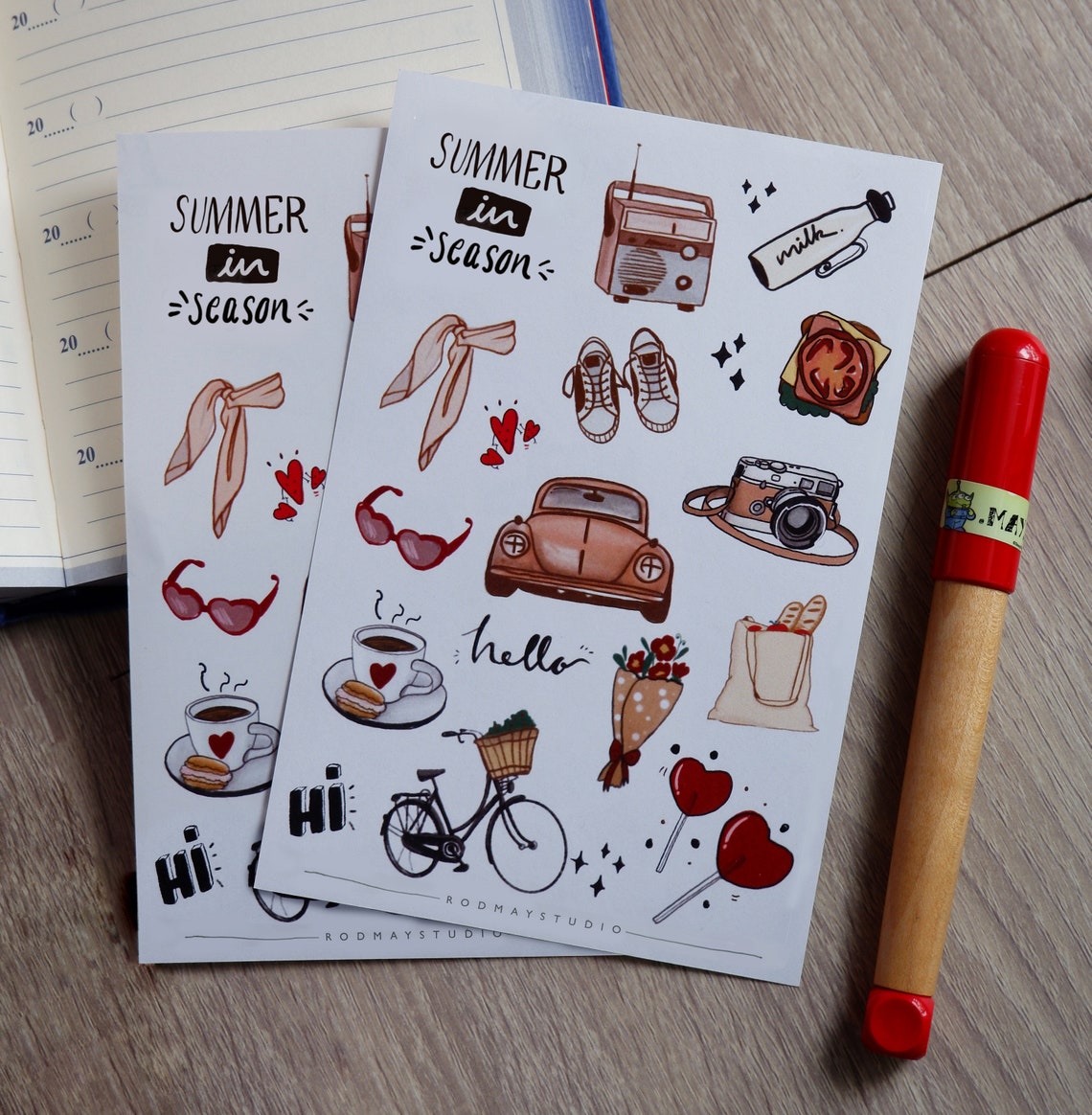 Summer stickers/Decorative sticker/Journal Etsy