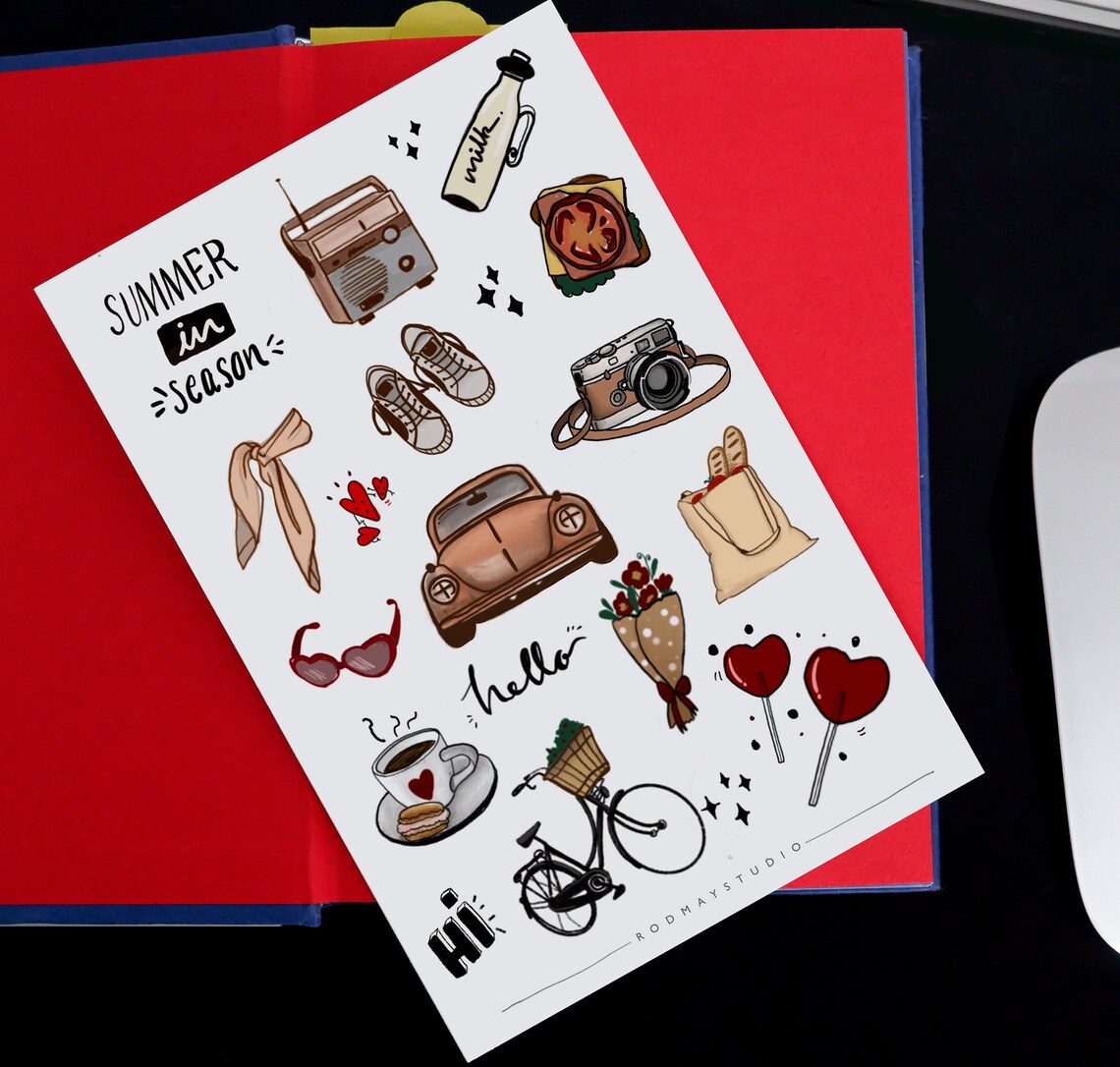 Summer stickers/Decorative sticker/Journal Etsy