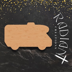 Wooden RV Camper Cutout for DIY Door Hanger - Paintable Camper Shape for Crafts, Customizable RV Decor, Camping Door Sign, Camper Wall Art