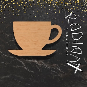 Coffee Cup MDF Cutout for DIY Kitchen Sign or Door Hanger | Wooden Craft Shape for Painting | Indoor Coffee Bar Decor Accent Piece
