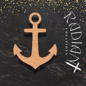 Wooden MDF Anchor Cutout for Nautical Crafts – Unfinished Marine Wall Decor – DIY Boat Theme Sign or Door Hanger Blank, Custom Wood Cutouts