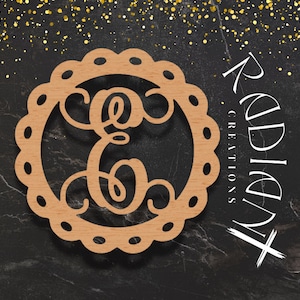 Recortes de letras "E" personalizados en CNC para colgadores de puertas hechos a mano / Diseño circular con orificios para cintas / 15, 18 y 24 pulgadas / Madera contrachapada MDF / Oferta especial