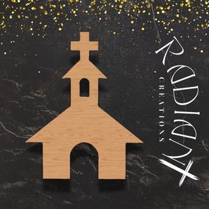 Wooden Church Cutout for DIY Home Decor, Rustic Church Wall Art, DIY Wooden Craft Church Shape, Customizable Church Decor