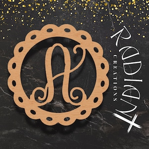 Recortes de letras "A" personalizados en CNC para colgadores de puertas hechos a mano / Diseño circular con orificios para cintas / 15, 18 y 24 pulgadas / Madera contrachapada MDF / Oferta especial