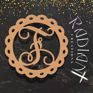 Recortes de letras "F" personalizados en CNC para colgadores de puertas hechos a mano / Diseño circular con orificios para cintas / 15 pulgadas, 18 pulgadas, 24 pulgadas / Madera contrachapada MDF / Oferta especial