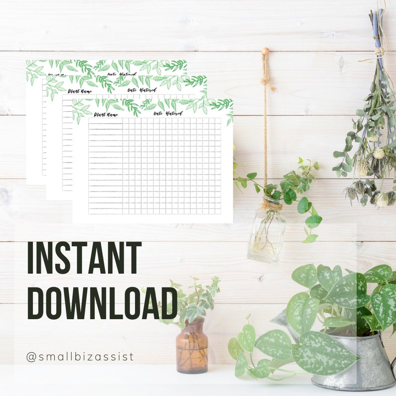 plant watering schedule neutral printable instant download