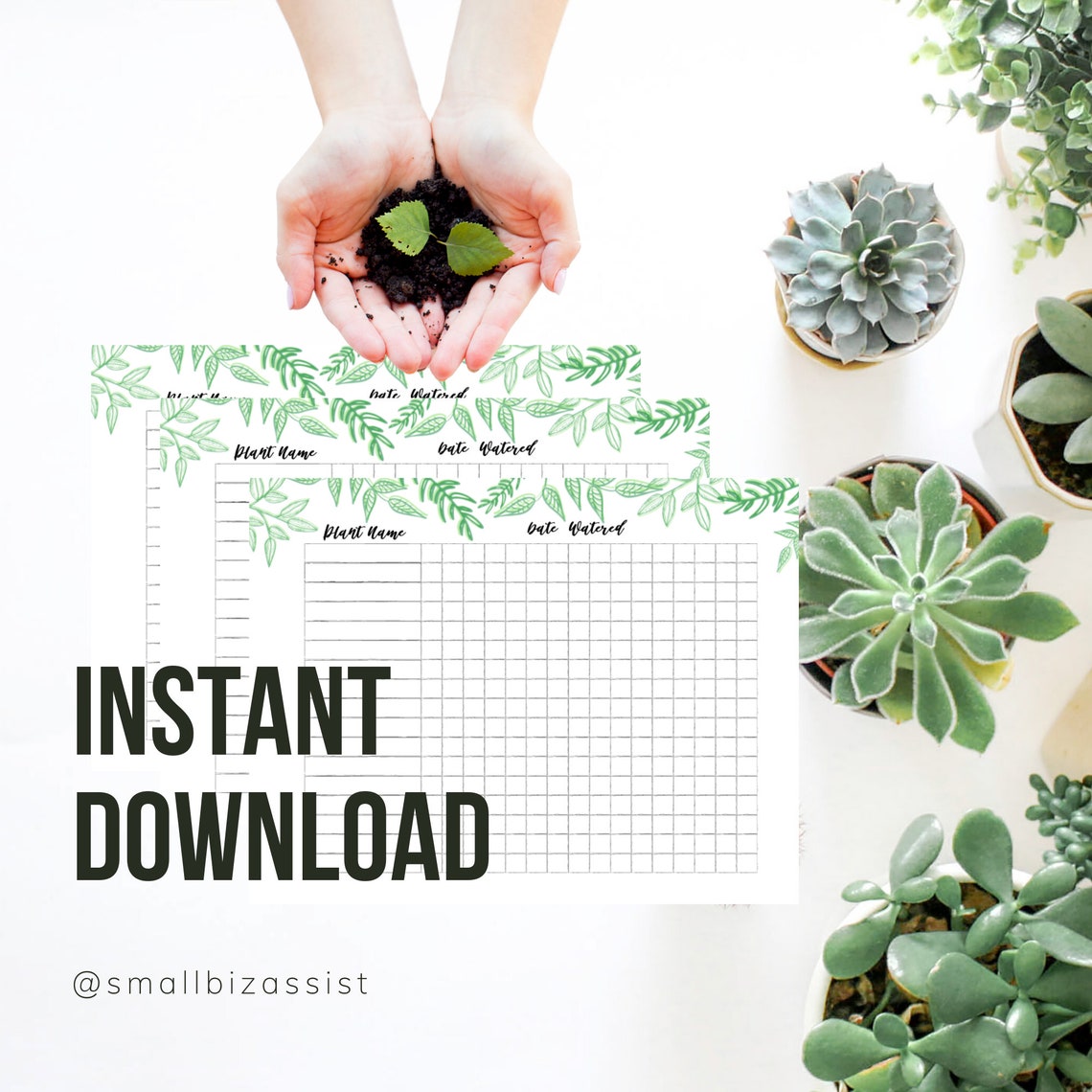 Plant Watering Schedule green Printable Instant Download Etsy