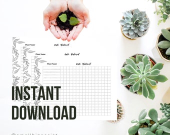 Plant Watering Schedule green Printable Instant Download | Etsy