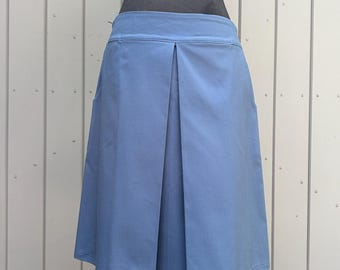 Fresh summer skirt, A-line with pockets, pleat in grey-blue, size M
