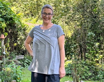 Casual, wide BW shirt, tucks, S-XL, all colors