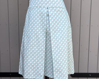Fresh summer skirt, A-line with pockets, pleated, in mint with polka dots, size M