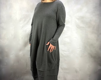 Dress GRETA, Sweat dress, Balloon dress, grey, S-XL